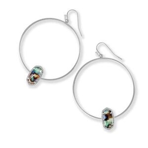 Kendra Scott Elora 2” SilverHoops w/ Black Abalone Stone